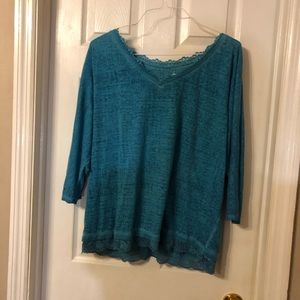 Lace and cotton teal colored top size 18//20